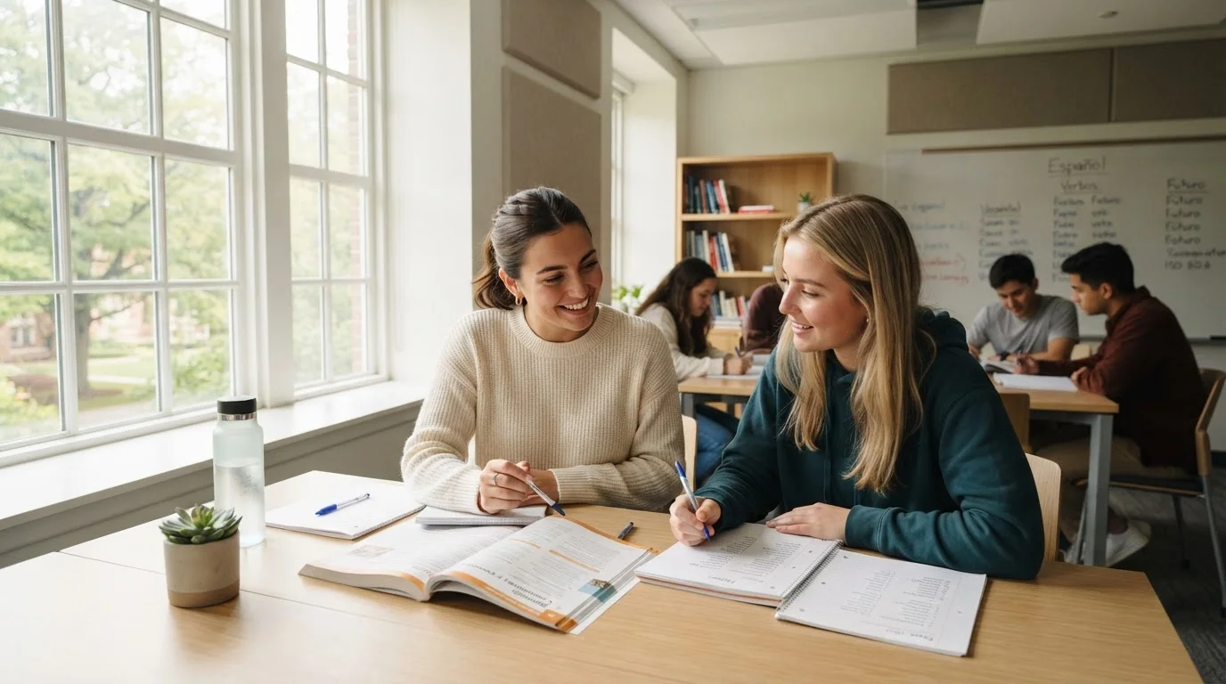 Une étudiante travaillant avec une enseignante